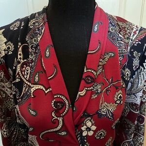 Charter Club v neck print blouse